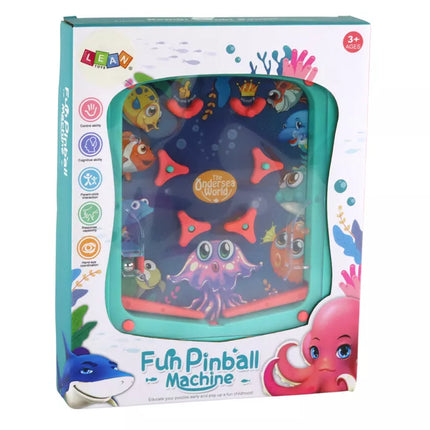 Miniatiūrinis pinball arkadinis žaidimas su žaliu kamuoliuku