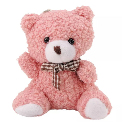 Pliušinis rožinis meškiukas-raktų pakabukas, 10 cm