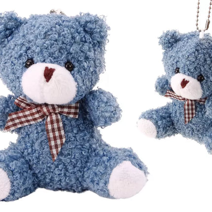 Meškiukas Teddy Mėlynas Pliušinis Mažas Mielas Žaislinis Raktų Pakabukas-Talismenas 10cm