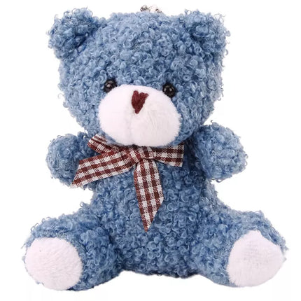 Meškiukas Teddy Mėlynas Pliušinis Mažas Mielas Žaislinis Raktų Pakabukas-Talismenas 10cm