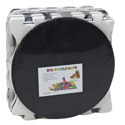 Minkštas dėlionės kilimėlis, kontrastingas, edukacinis EVA putų, juodai baltas, 19 dalių.