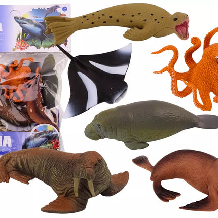 Jūrų gyvūnų figūrėlių rinkinys Ruonis Aštuonkojis 6 vnt.