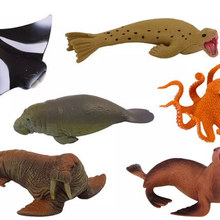 Jūrų gyvūnų figūrėlių rinkinys Ruonis Aštuonkojis 6 vnt.