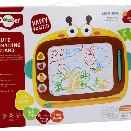 Magnetinė piešimo lenta, 4 spalvų, su aprašu, 4 antspaudai, rožinė