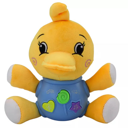 Pliušinė antis interaktyvi pliušinė geltona žaidžianti 19 cm