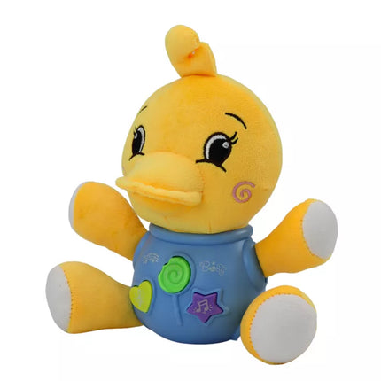 Pliušinė antis interaktyvi pliušinė geltona žaidžianti 19 cm