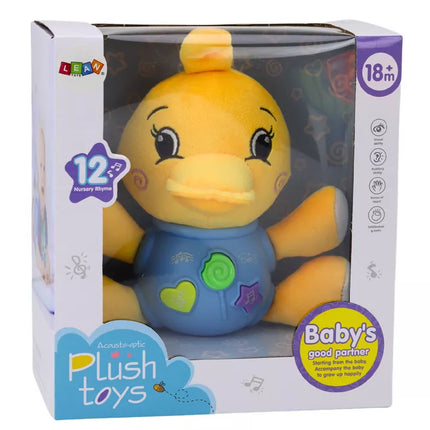 Pliušinė antis interaktyvi pliušinė geltona žaidžianti 19 cm