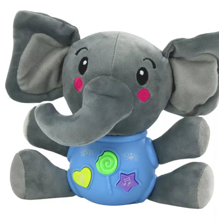 Interaktyvus pliušinis dramblys mėlynas žaislas 19 cm