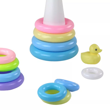 Piramidės formos antis dėlionė, 12 apskritimų, 39 cm x 17,5 cm x 17,5 cm