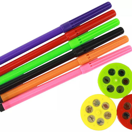 Dinozaurų projektorius su markeriais ir šablonais