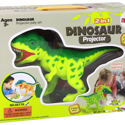 Dinozaurų projektorius su markeriais ir šablonais
