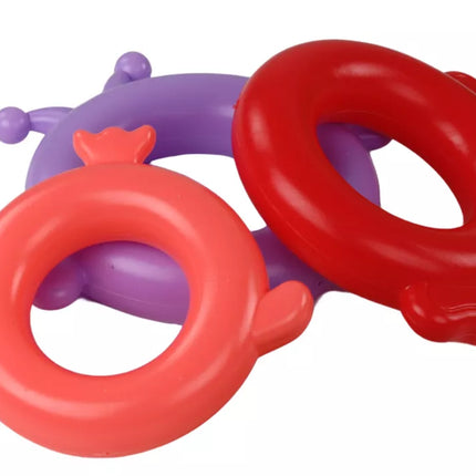 Žirafos piramidės dėlionė, 8 spalvingi žiedai, 29 cm x 14 cm x 14 cm