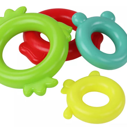 Žirafos piramidės dėlionė, 13 apskritimų, spalvinga, 43 cm x 18 cm x 18 cm