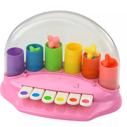 Interaktyvus pianinas su rožiniais iššokančiais žvaigždėmis