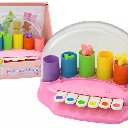 Interaktyvus pianinas su rožiniais iššokančiais žvaigždėmis