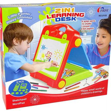 Sulankstomas 2 viename lagaminas-rašymo lenta – kreida ir žymeklis