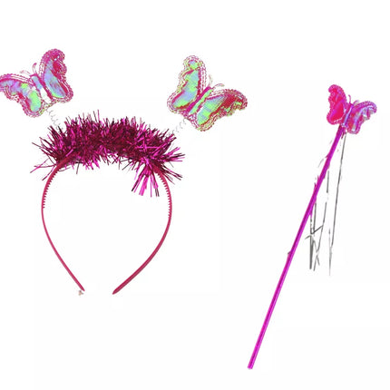 Fėjos kostiumas drugelio persirengimas tamsiai rožiniai sparnai kostiumas