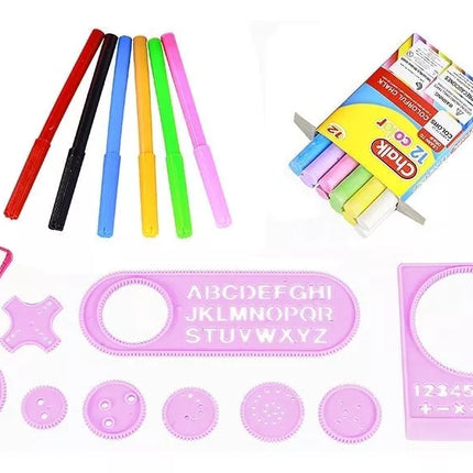 Sulankstoma 2 viename lenta - kreida ir markeriai