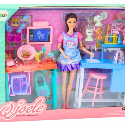 Lėlių rinkinys Veterinaras Grooming Office Baldų Priedai Augintiniai