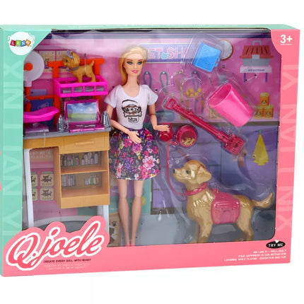 Lėlių rinkinys su šunimis, kate ir veterinarijos reikmenimis