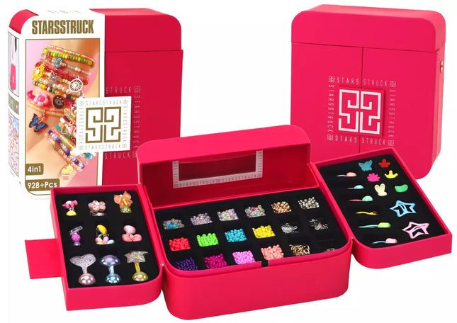 Grožio rinkinys papuošalų gamybai dėžutėje pakabukų sąsagos