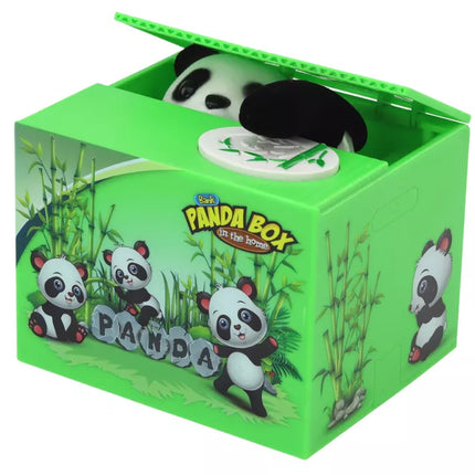 Panda taupyklė, mokanti taupyti, meškiukas, žalia dėžutė