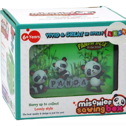 Panda taupyklė, mokanti taupyti, meškiukas, žalia dėžutė