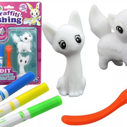 Meninis rinkinys „Pasidaryk pats“ su kačiukų figūrėlėmis, 2 žymekliai, teptukas