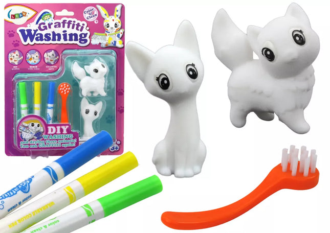 Meninis rinkinys „Pasidaryk pats“ su kačiukų figūrėlėmis, 2 žymekliai, teptukas