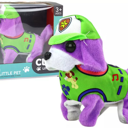 Šuniukas pliušinis interaktyvus gyvūnas vaikšto loja violetinis