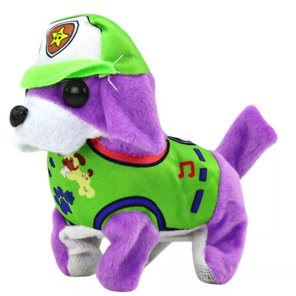 Šuniukas pliušinis interaktyvus gyvūnas vaikšto loja violetinis