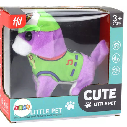 Šuniukas pliušinis interaktyvus gyvūnas vaikšto loja violetinis