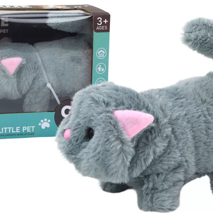 Interaktyvus pliušinis kačiukas, vaikšto ir miauksi, pilkas