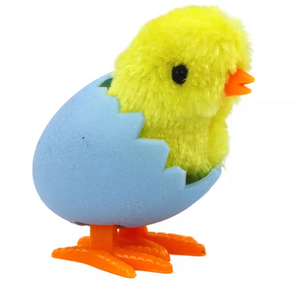 Šokinėjantis viščiukas kiaušinio lukšte užvedamas pliušinis žaislas geltonas