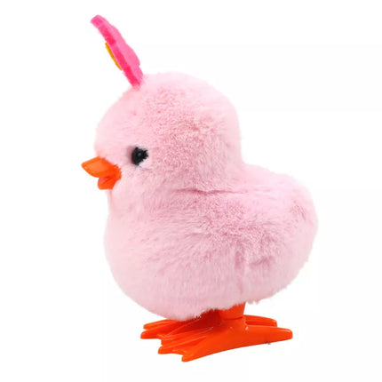 Rožinė šokinėjanti višta su gėle, prisukama