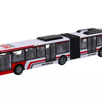 Nuotoliniu būdu valdomas RC miesto autobusas, raudonos ir baltos spalvos