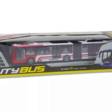 Nuotoliniu būdu valdomas RC miesto autobusas, raudonos ir baltos spalvos