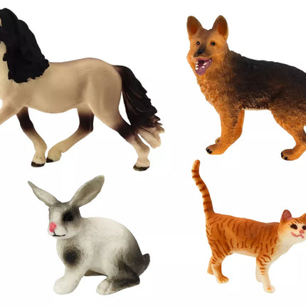 Gyvūnų figūrėlių rinkinys arklys šuo triušis katė 4 vienetai