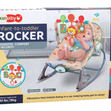 Supamas-lopšys kūdikiui su vibracija, garsais ir siūbavimo funkcija, rožinis liūtas