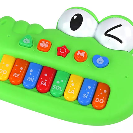Edukacinis muzikinis pianinas-vargonai, žalias krokodilas, šviesos garsai