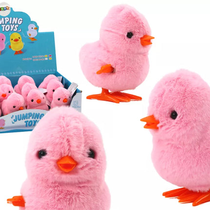 Šokinėjantis viščiukas, užsukamas pliušinis žaislas, dekoracija, rožinis