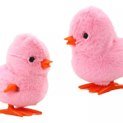 Šokinėjantis viščiukas, užsukamas pliušinis žaislas, dekoracija, rožinis