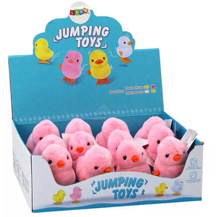 Šokinėjantis viščiukas, užsukamas pliušinis žaislas, dekoracija, rožinis