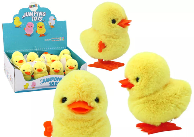 Šokantis viščiukas užsukamas pliušinis žaislas dekoracija geltonas