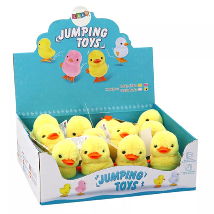 Šokantis viščiukas užsukamas pliušinis žaislas dekoracija geltonas