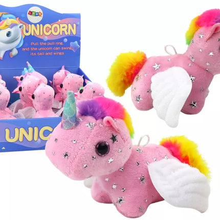 Vienaragis pliušinis užmaunamas šokantis arkliukas rožinis