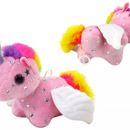 Vienaragis pliušinis užmaunamas šokantis arkliukas rožinis