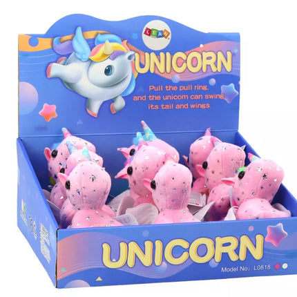 Vienaragis pliušinis užmaunamas šokantis arkliukas rožinis