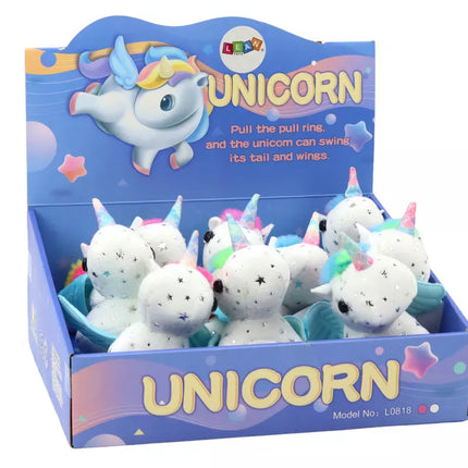 Vienaragis pliušinis žaislas-arkliukas, baltas