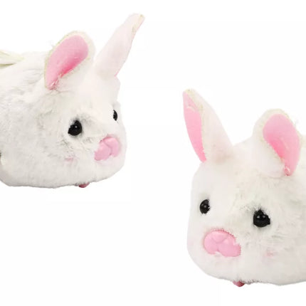 Baltas prisukamas zuikutis, žaislinė dekoracija